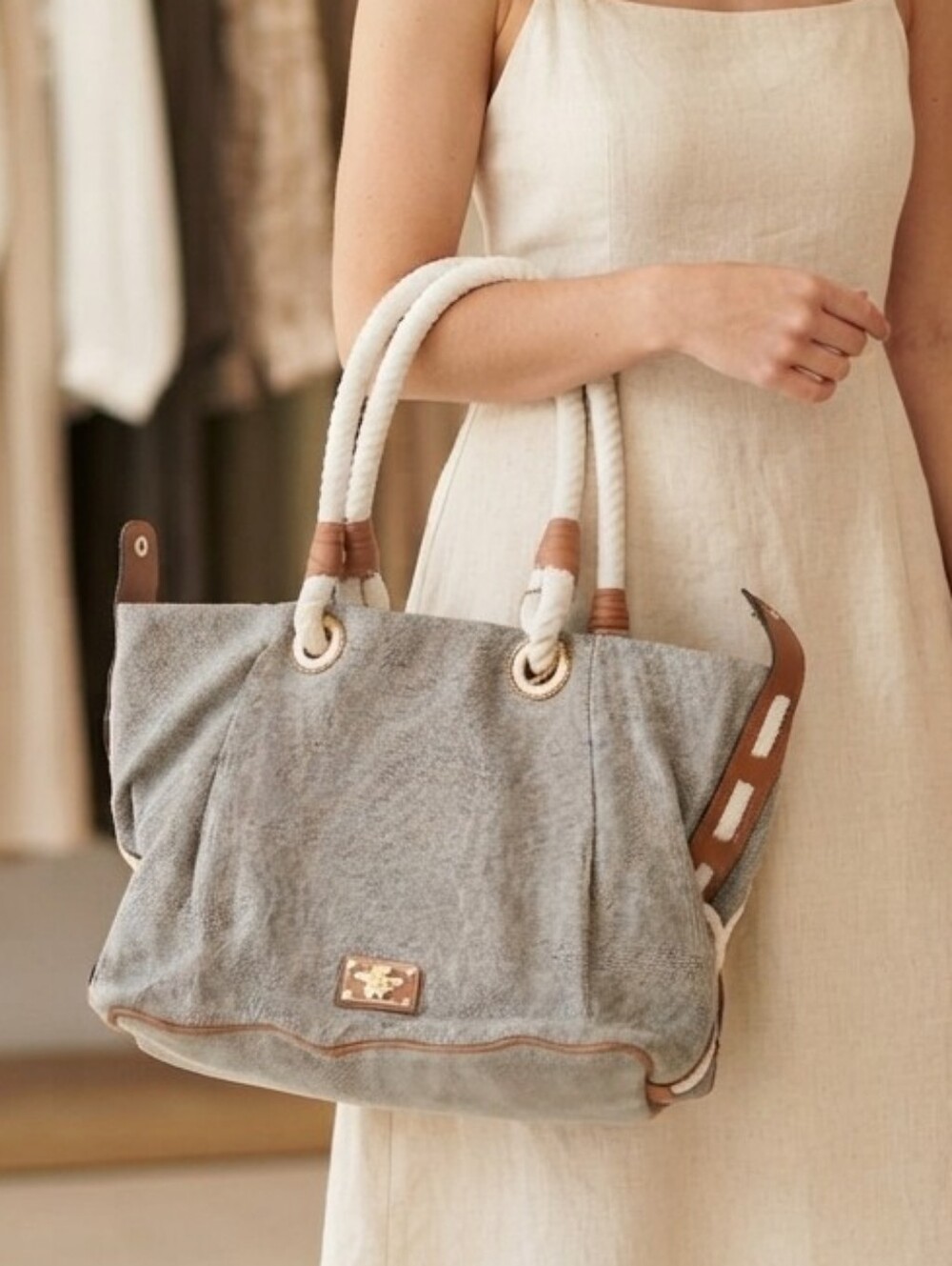 Stunning MICHAEL KORS Canvas Rope-Handle Tote Bag Satchel Purse Handbag Shoulder